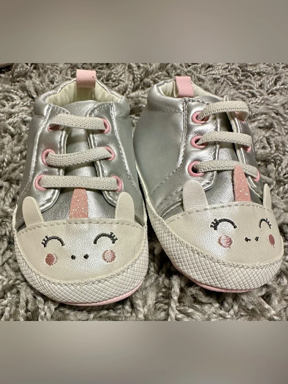 Carter's Silver and Pink Unicorn Sneakers for Kids